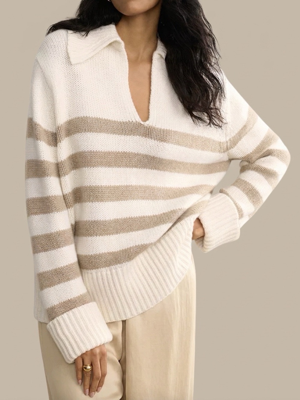 Jenni Kayne Cashmere Phoebe Polo Sweater Stripe